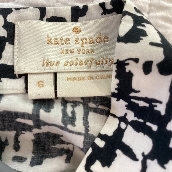 Kate Spade Reade Tie Neck Patterned Blouse in Black/White Size 6 - Picture 4 of 16